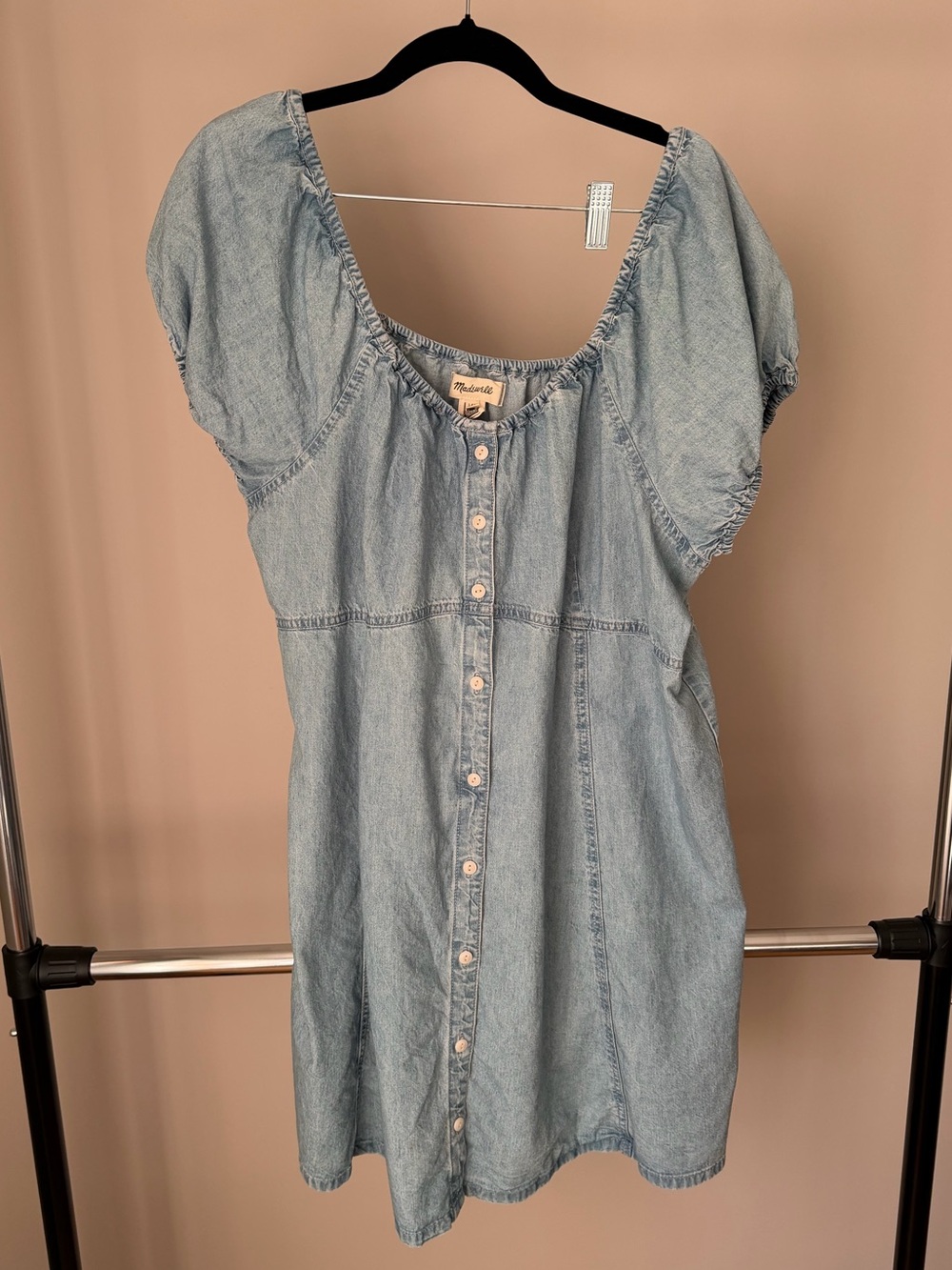 Madewell Light Blue Button-Front Denim Mini Dress